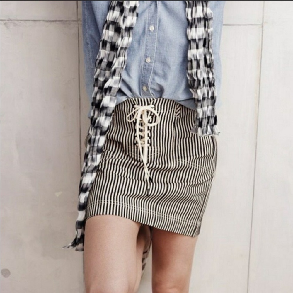 Madewell Lace up Striped Mini Skirt